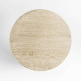 Clairemont Natural Oak Wood Round End Table with Shelf.