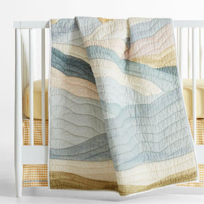 Baby Cloud Embroidered Hand-Quilted Organic Cotton Crib Quilt