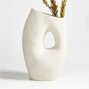 Clyborne Textured White Ceramic Vase 16".