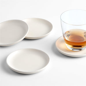 Craft Linen White Ceramic Coasters, Set of 4.