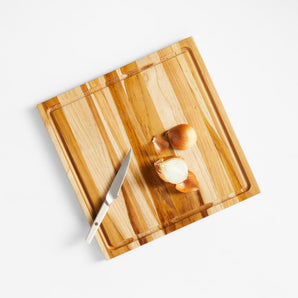 Crate & Barrel Reversible Teak Wood Cutting Board