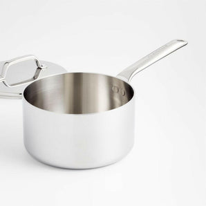 Crate & Barrel EvenCook Core ® 3.5 Qt. Stainless Steel Saucepan with Lid.