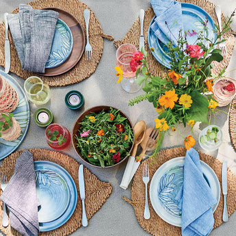 Wood and Marble Salad Servers, Set of 2.