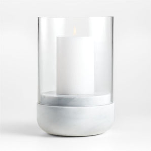 Curve Marble and Glass Hurricane Candle Holder