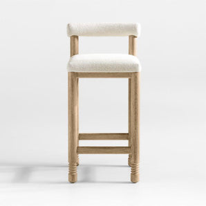 Revival Boucle Oak Counter Stool by Athena Calderone.
