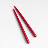 12" Dipped Cranberry Taper Candles, Set of 2.