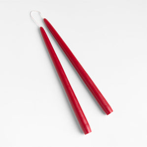 12" Dipped Cranberry Taper Candles, Set of 2.