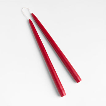 12" Dipped Cranberry Taper Candles, Set of 2.