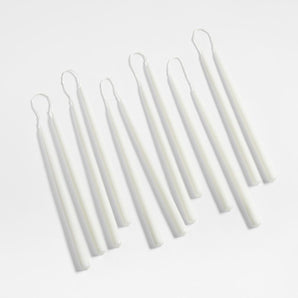 10" Dipped Mini White Taper Candles, Set of 12