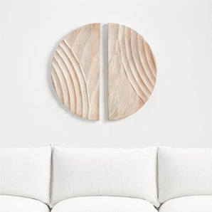 Arte de pared de madera blanqueada tallada a mano Dune