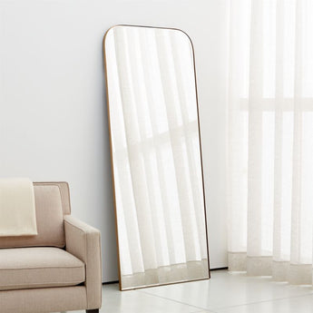 Edge Brass Arch Rectangle Floor Mirror 32"x76".