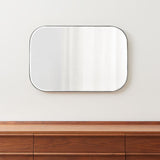 Edge Medium Silver Rounded Rectangle Wall Mirror 36"x24".