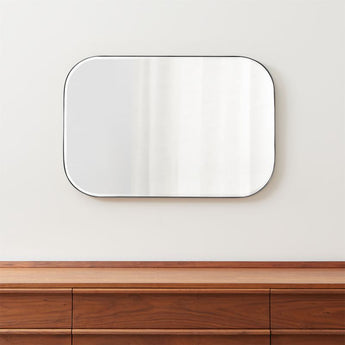 Edge Medium Silver Rounded Rectangle Wall Mirror 36"x24".