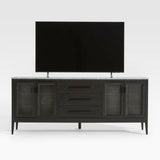 Enzo 72" Black Storage Media Console with Marble Top.