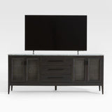 Enzo 72" Black Storage Media Console with Marble Top.