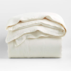 Natural EUROPEAN FLAX ™-Certified Linen Warm White King Duvet Cover.