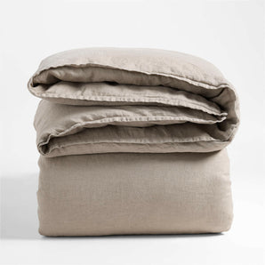 Natural European Flax ™-Certified Linen Clay Taupe Full/Queen Duvet Cover.