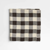 Marin Black and Natural EUROPEAN FLAX ™-Certified Linen Buffalo Check Napkin.
