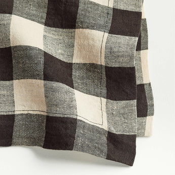 Marin Black and Natural EUROPEAN FLAX ™-Certified Linen Buffalo Check Napkin.