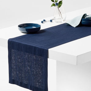 Marin Indigo Linen 90" Table Runner