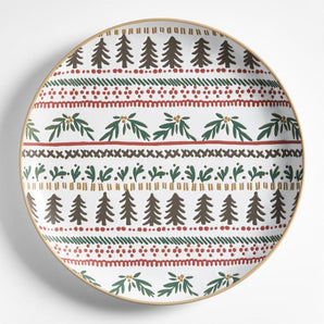 Plato redondo de gres con diseño nórdico Fair Isle