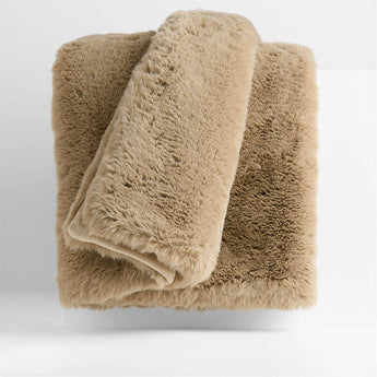 Faux Fur 70"x55" Sierra Tan Throw Blanket.