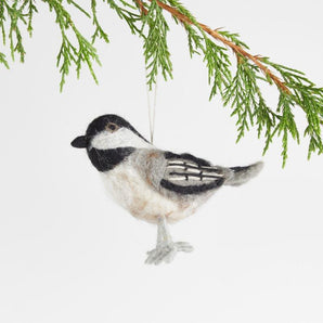 Felted Wool Chickadee Ornament.
