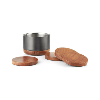 Fenton Graphite and Wood Wine Coaster Set.