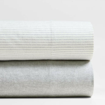 Cozysoft Organic Flannel Grey Stripe Twin/Twin XL Bed Sheet Set.