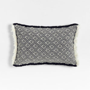 Geo Fringe Organic Cotton 22x15 Ink Blac.