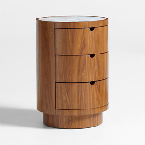 Mesita de noche de madera y mármol Gracia