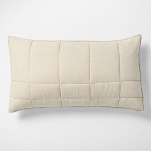 Funda de almohada para cama tamaño king de algodón orgánico con diseño de cuadrícula beige arena jaspeado