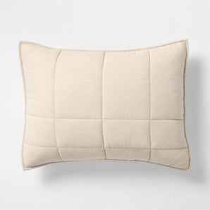 Funda de almohada estándar para cama de algodón orgánico con diseño de cuadrícula beige arena jaspeado