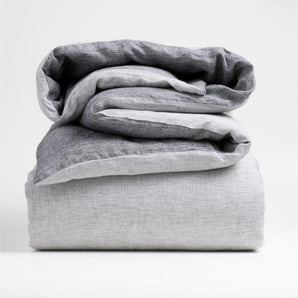 New Natural Hemp Ink Black Grid Full/Queen Duvet Cover.