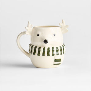 Taza navideña de 12 oz. con diseño de reno nevado