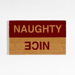 Naughty or Nice Red Holiday Doormat