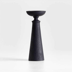 Izumo Ebonized Wood Pillar Holder 9".