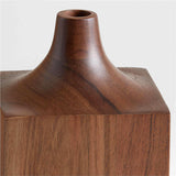 Izumo Small Walnut Wood Vase 7.5".