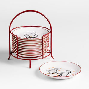 Platos para aperitivos con soporte para los 12 días de Navidad de Joan Anderson, juego de 12
