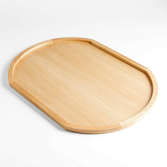 Oval Light Oak Wood Decorative Tray 30".