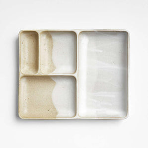Kaito Rectangle Stoneware Bento Plate.