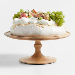 Kanso Round Natural Ash Wood Pedestal Cake Stand.