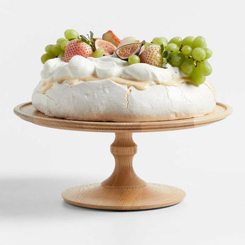 Kanso Round Natural Ash Wood Pedestal Cake Stand.