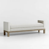 Keane 70" Weathered Natural Wood Upholstered Bench.