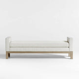 Keane 70" Weathered Natural Wood Upholstered Bench.