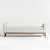 Keane 70" Weathered Natural Wood Upholstered Bench.