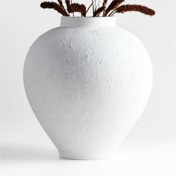 Lorient Large White Textured Ceramic Vase 18" by Laura Kim.