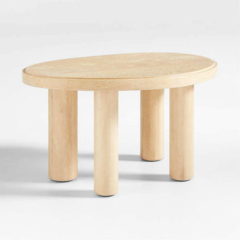 La Sal Small Natural Oak Wood Asymmetric End Table.