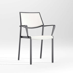 Lanai Mesh Square Stackable Outdoor Dining Chair with Arms.