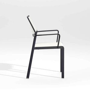 Lanai Mesh Square Stackable Outdoor Dining Chair with Arms.